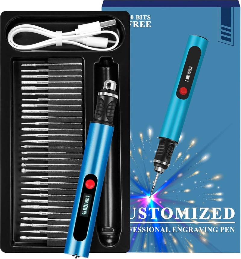 Kaibced Engraving Pen for All Materials, Ultimate Cordless Portable Tool for Artists & DIYers, Portable Rotary Engraver Machine for Jewelry Wood Glass Stone Carving - Engrave 60+ Surfaces (Deep Blue) - Image 2